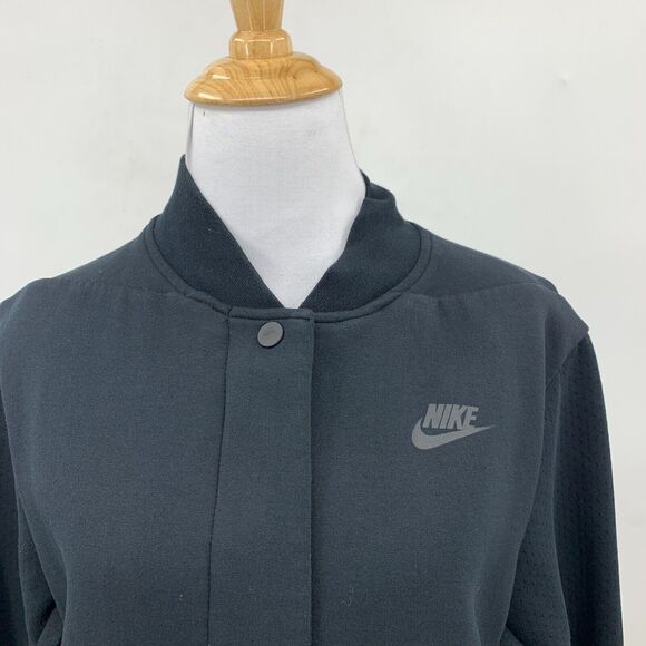 Nike Tech Fleece Destroyer Jacket Womens M Medium Black Snap Button Zip Up - Picture 4 of 15